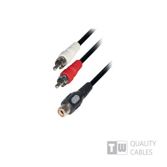 5M M/F  2RCA Plug to 1RCA Jack Nickel