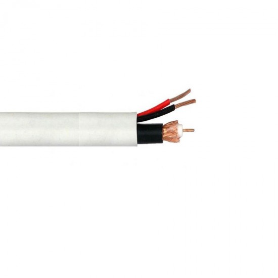 Κάμερα Cable  100M/Roll Cctv Mini RG59/2x 2.50mm2, 75 ohm, White, 100m