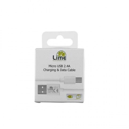 Καλώδιο Micro USB Devices Long USB 2.4A Φόρτισης - Data 1m LUM01 Λευκό Lime