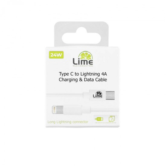 Καλώδιο Type C Long σε Lightning Long 4.0A Φόρτισης - Data 1m Λευκό LCL01 Lime