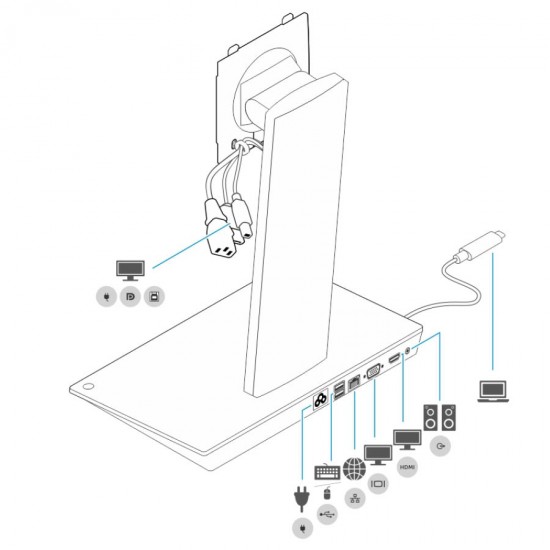 Used Dell Dock DS1000 Monitor Stand/with USB Type-C